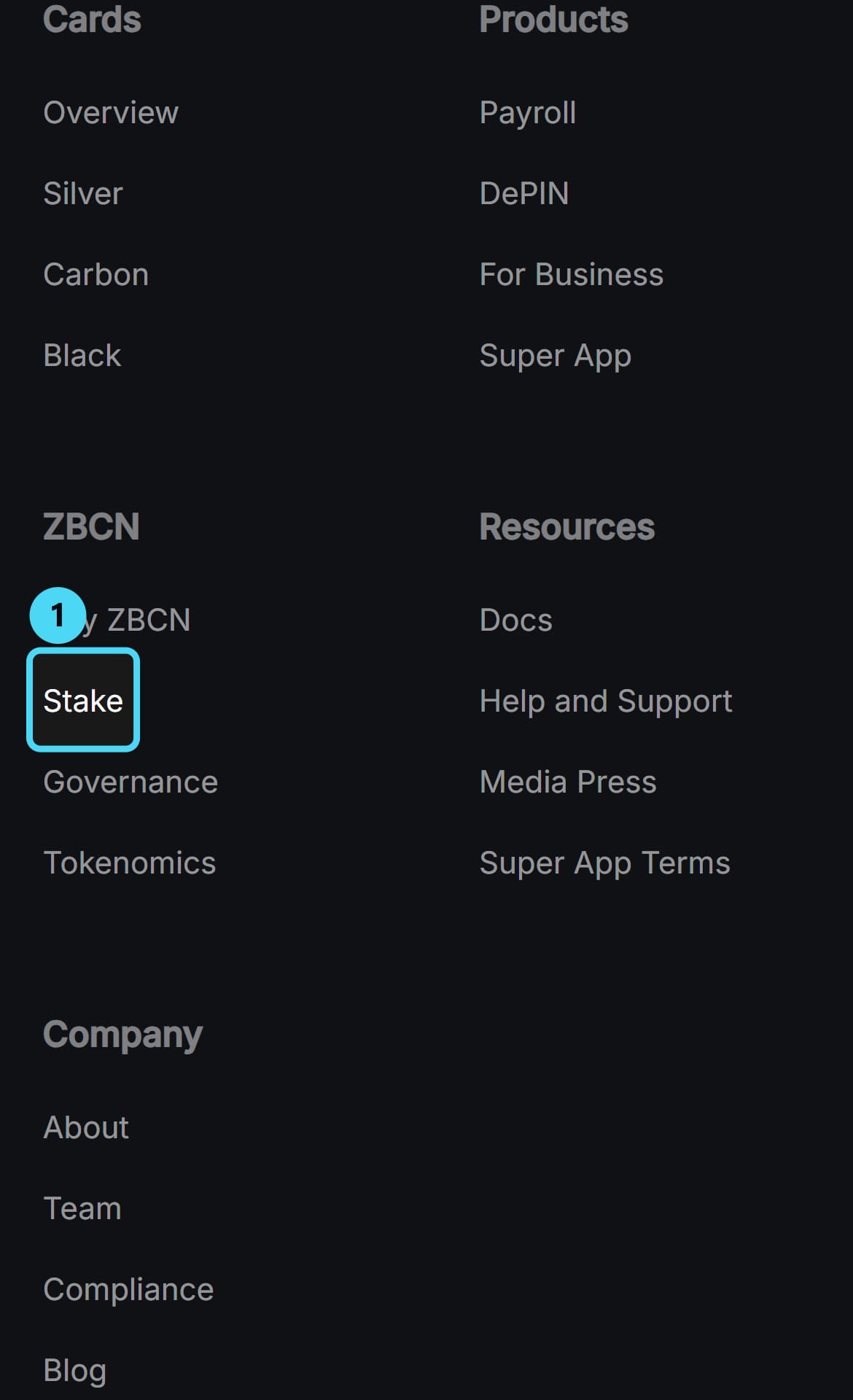 Screenshot of zebec.io: Stake