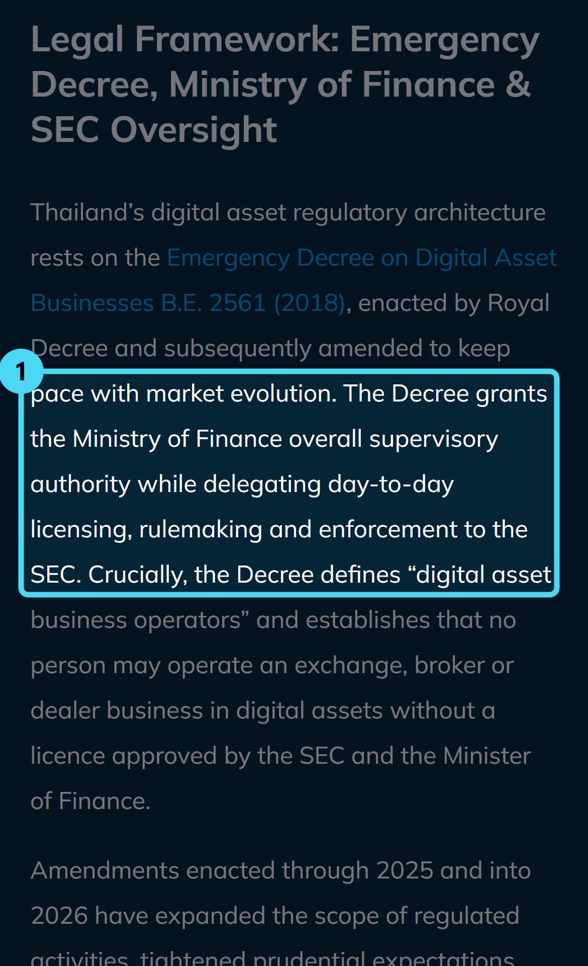 Screenshot of the globallawexperts.com page with the cited passage highlighted