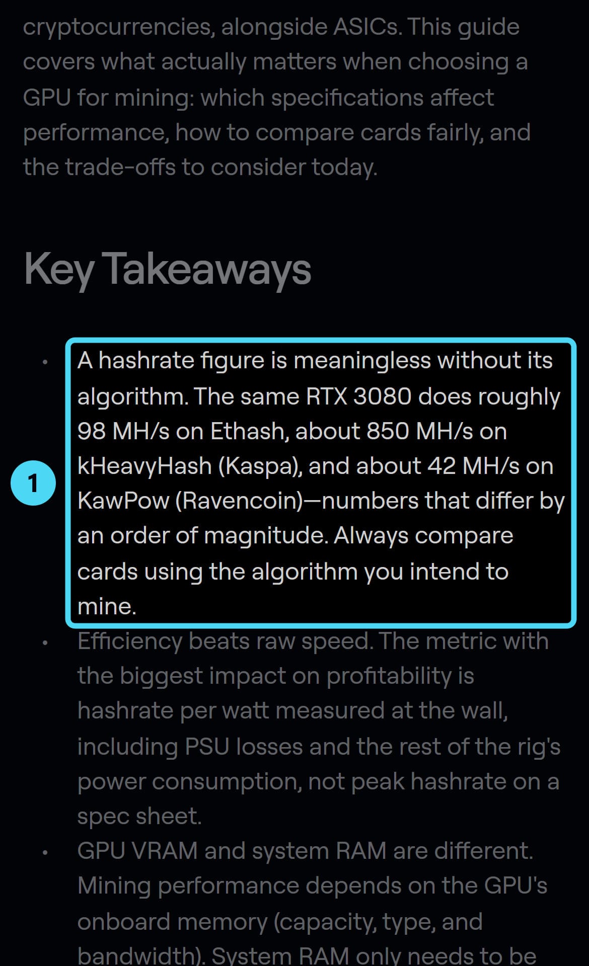 Screenshot of the emcd.io page with the cited passage highlighted