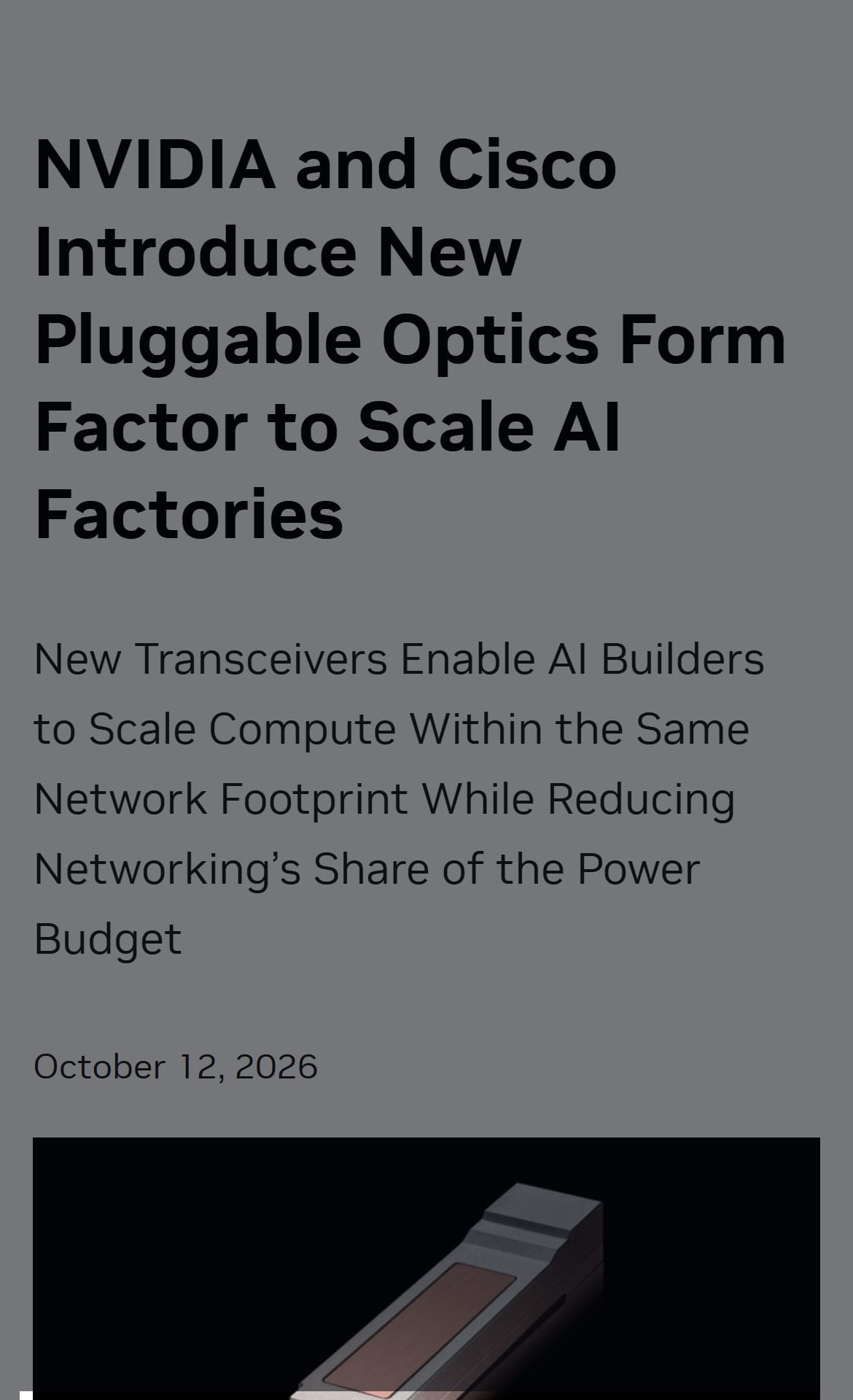 Screenshot of the nvidianews.nvidia.com page with the cited passage highlighted