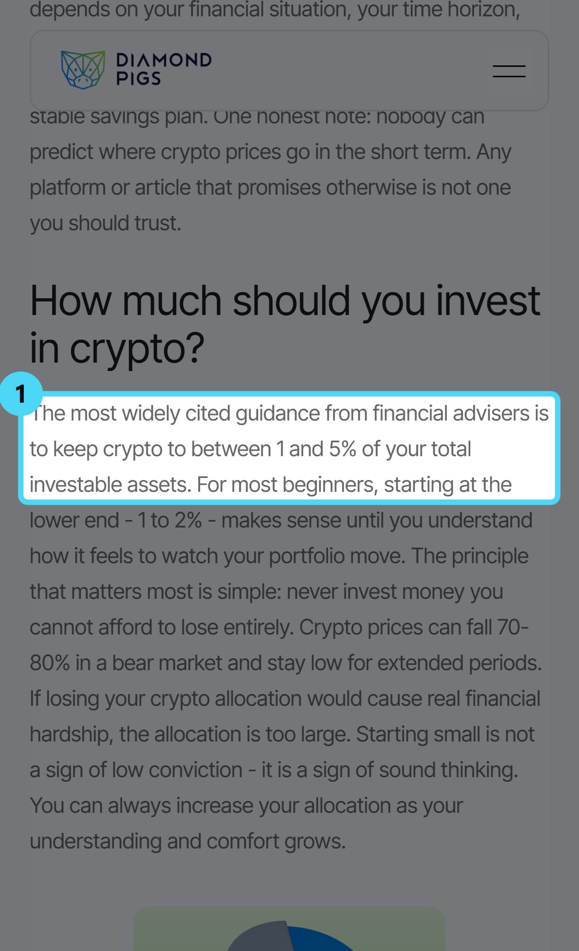 Screenshot of the www.diamondpigs.com page with the cited passage highlighted