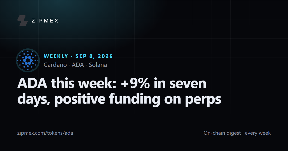 ADA this week: +9% in seven days, positive funding on perps