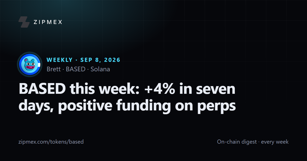 BASED this week: +4% in seven days, positive funding on perps