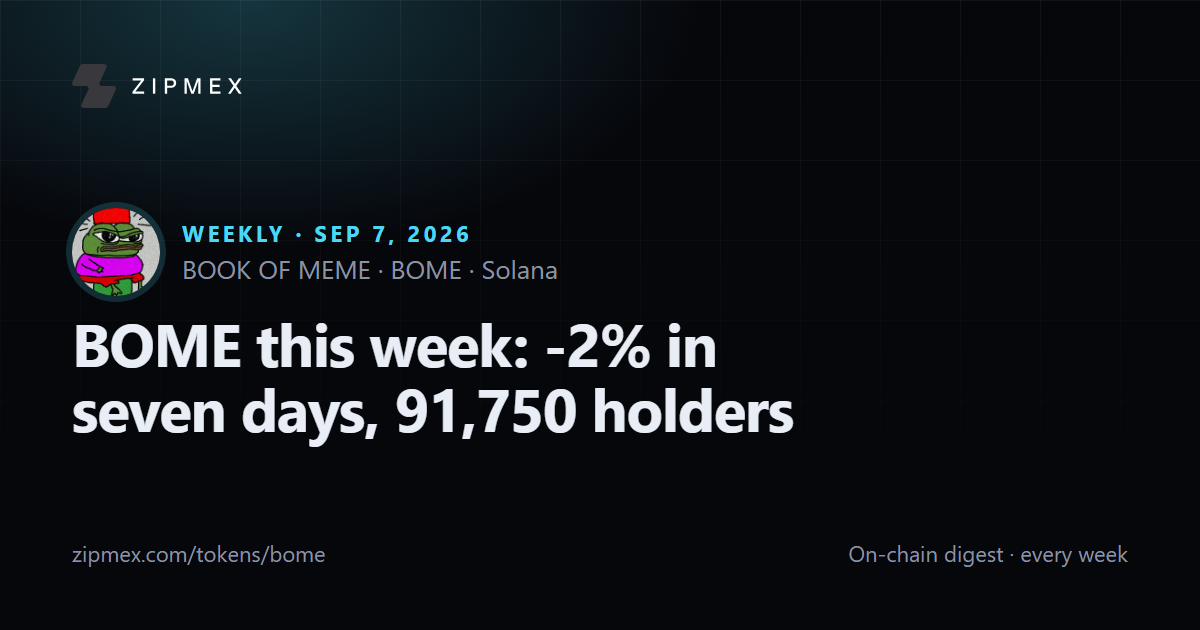 BOME this week: -2% in seven days, 91,750 holders