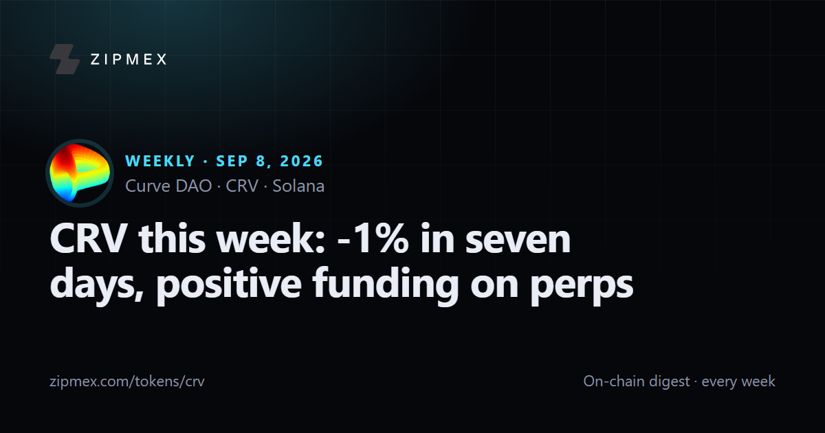 CRV this week: -1% in seven days, positive funding on perps