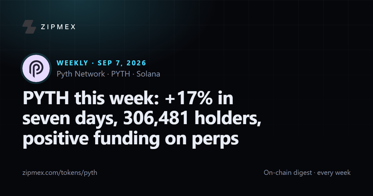 PYTH this week: +17% in seven days, 306,481 holders, positive funding on perps