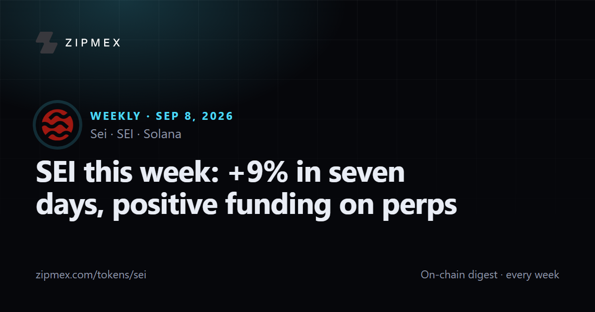SEI this week: +9% in seven days, positive funding on perps