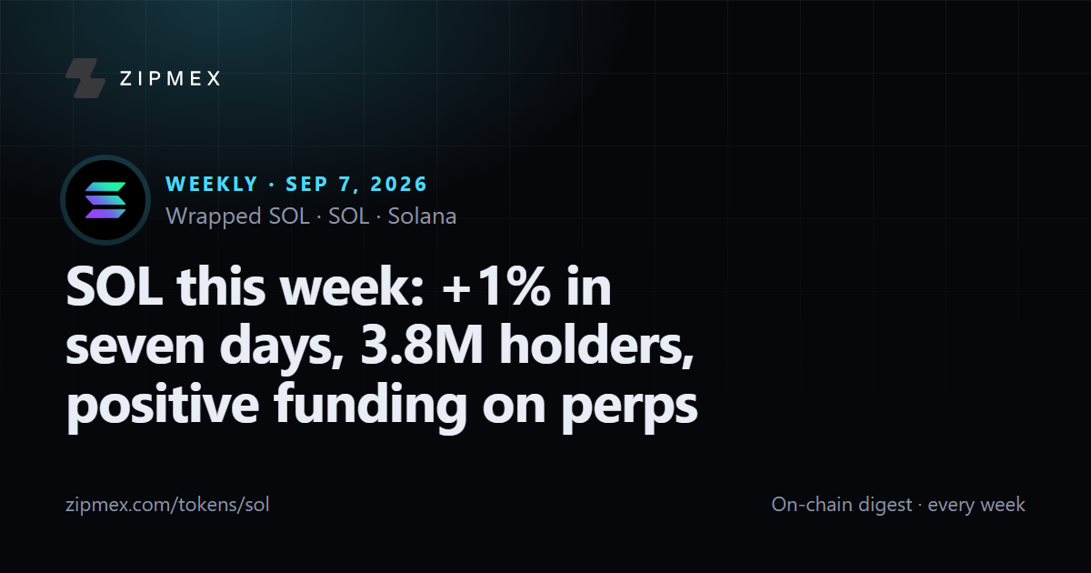 SOL this week: +1% in seven days, 3.8M holders, positive funding on perps