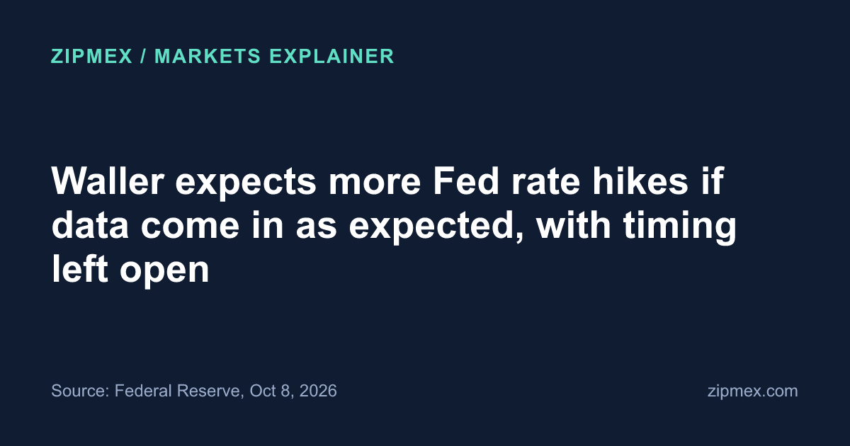 Waller expects more Fed rate hikes if data come in as expected, with timing left open