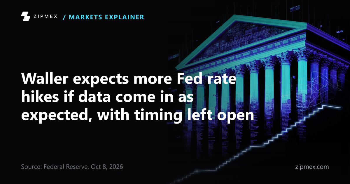 Waller expects more Fed rate hikes if data come in as expected, with timing left open
