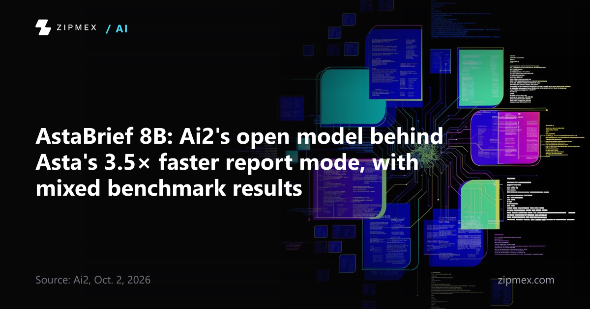 AstaBrief 8B: Ai2's open model behind Asta's 3.5× faster report mode, with mixed benchmark results