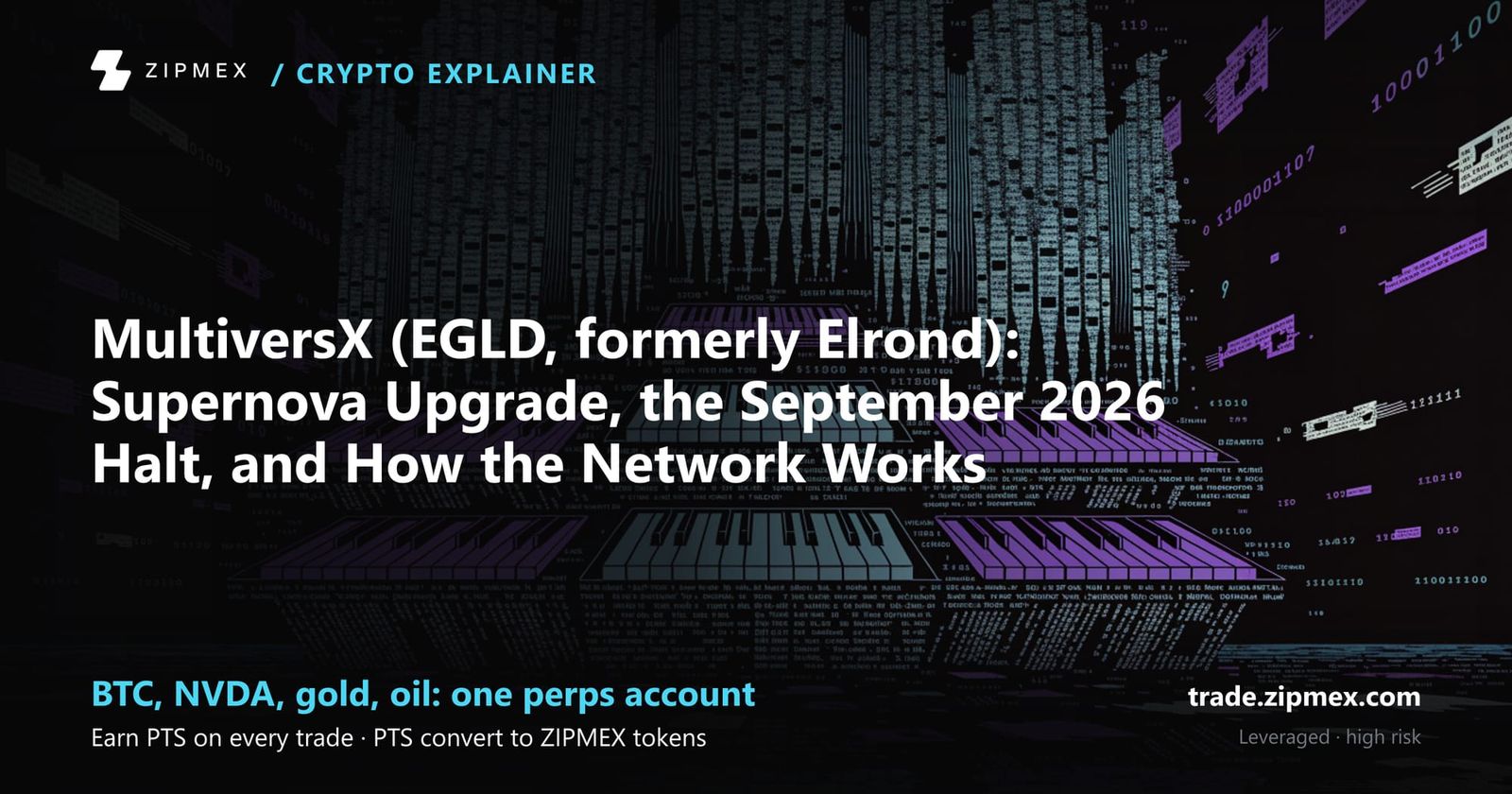 MultiversX (EGLD, formerly Elrond): Supernova Upgrade, the September 2026 Halt, and How the Network Works