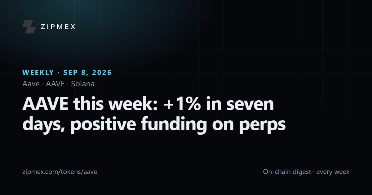AAVE this week: +1% in seven days, positive funding on perps