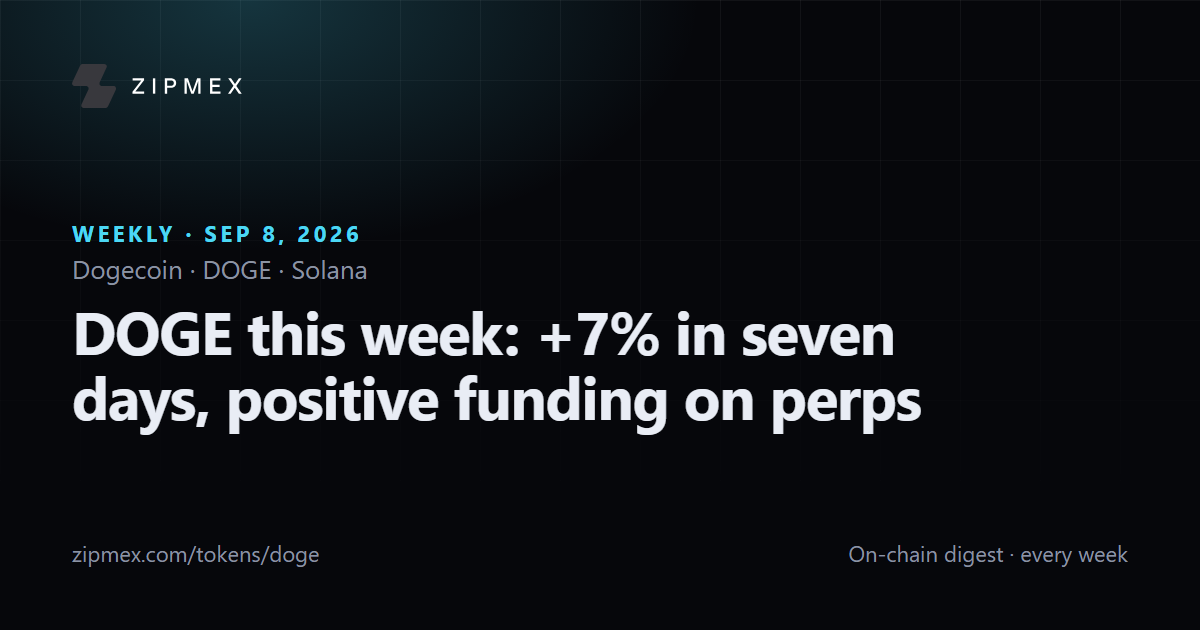 DOGE this week: +7% in seven days, positive funding on perps