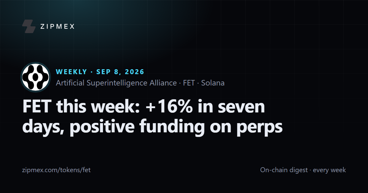 FET this week: +16% in seven days, positive funding on perps