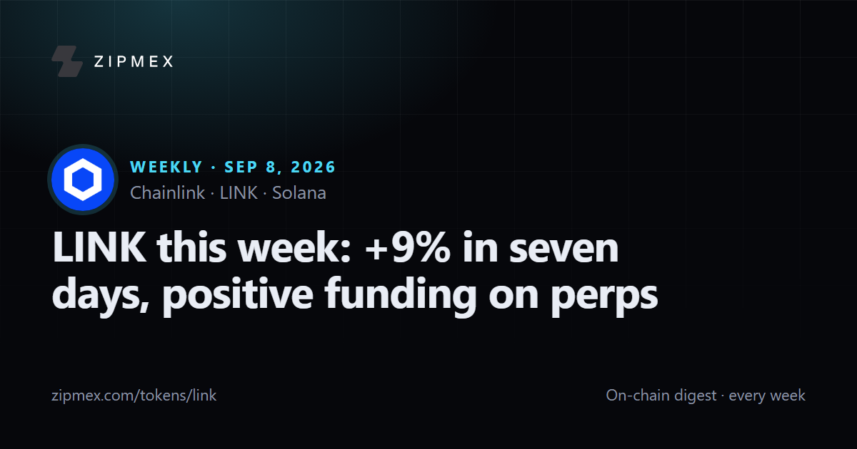 LINK this week: +9% in seven days, positive funding on perps