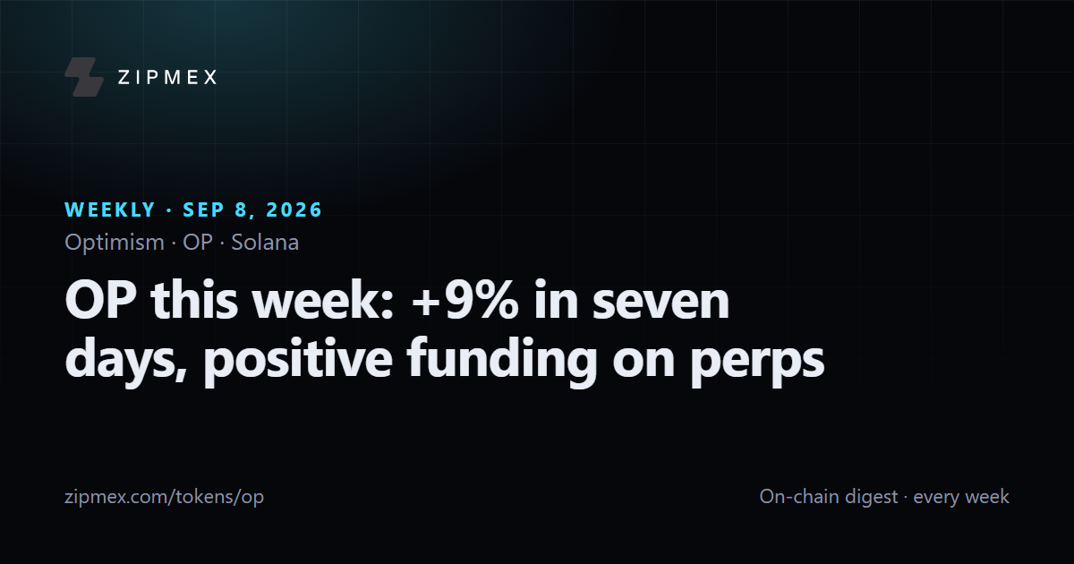 OP this week: +9% in seven days, positive funding on perps