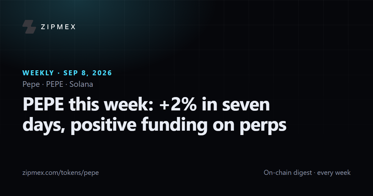 PEPE this week: +2% in seven days, positive funding on perps