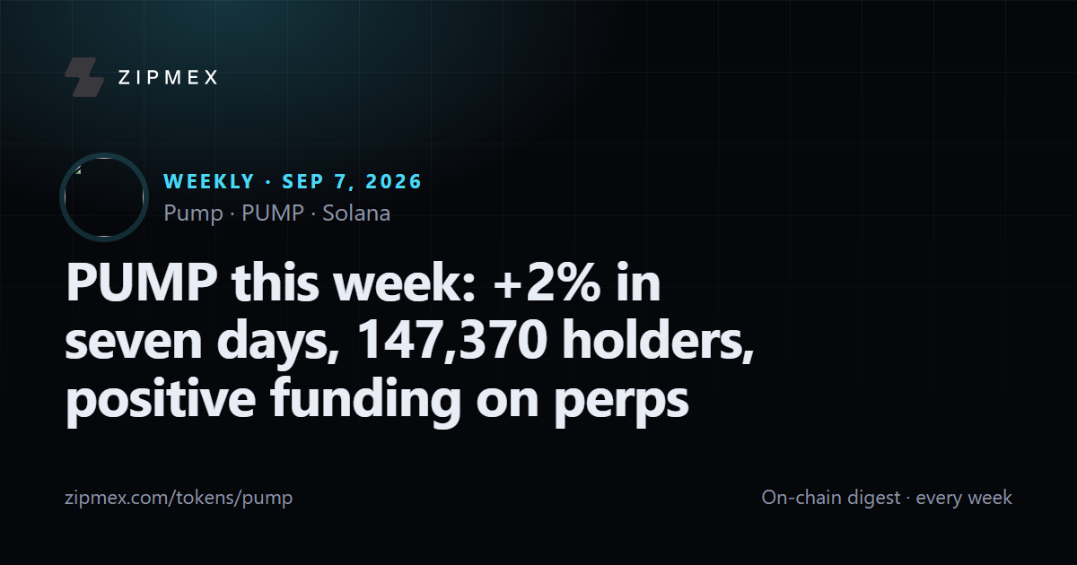 PUMP this week: +2% in seven days, 147,370 holders, positive funding on perps