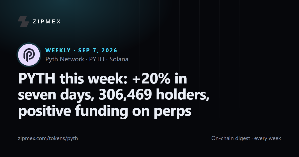 PYTH this week: +20% in seven days, 306,469 holders, positive funding on perps