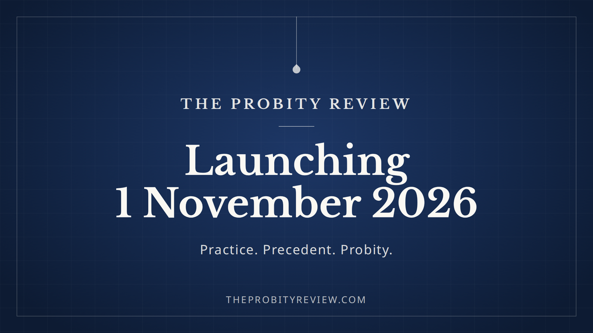 The Probity Review launches 1 November 2026