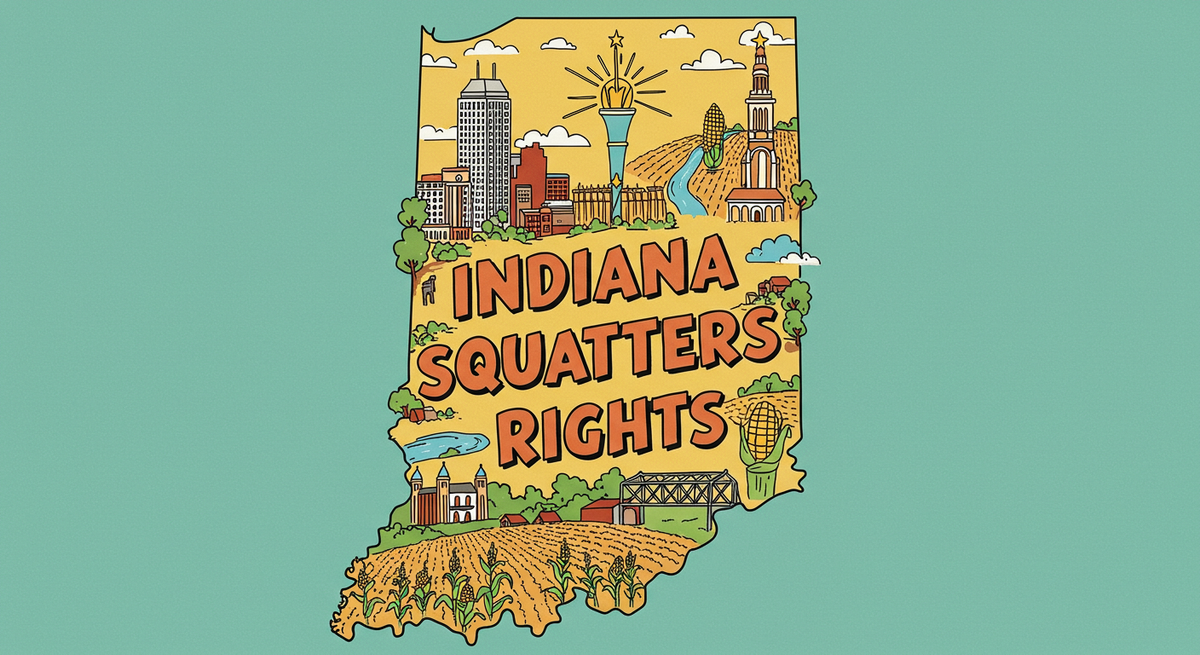 Indiana Squatters Rights text on outline of the state of Indiana