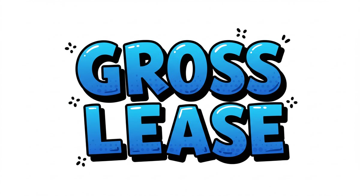Gross Lease cartoon, bubble-style words on a white background