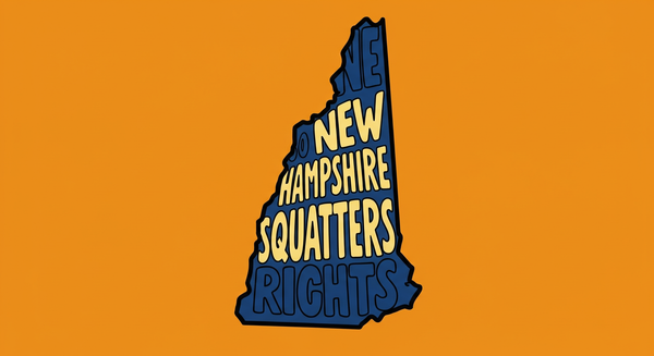 New Hampshire Squatters Rights text on outline of the state of New Hampshire