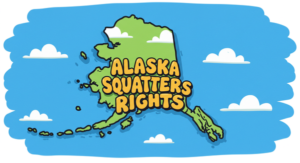 Alaska Squatters Rights text on outline of the state of Alaska