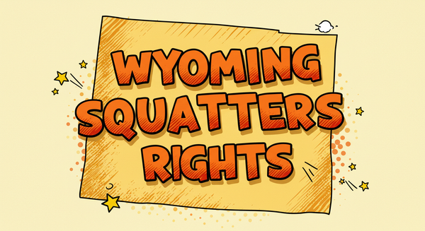 Wyoming Squatters Rights text on outline of the state of Wyoming