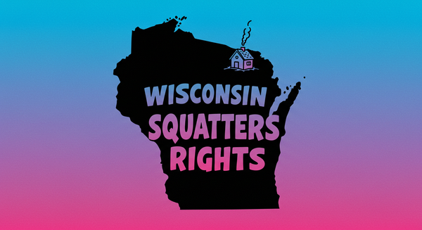 Wisconsin Squatters Rights text on outline of the state of Wisconsin