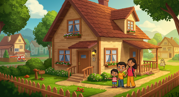 A big sister and her two younger siblings coming home to school to their long-term rental