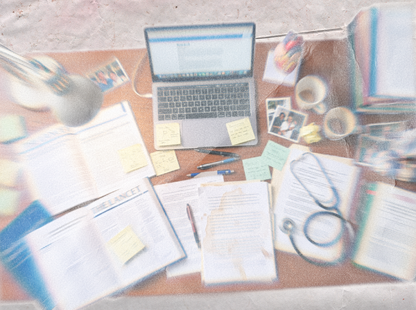 Handwritten notes and draft pages representing unfinished academic work in emergency medicine