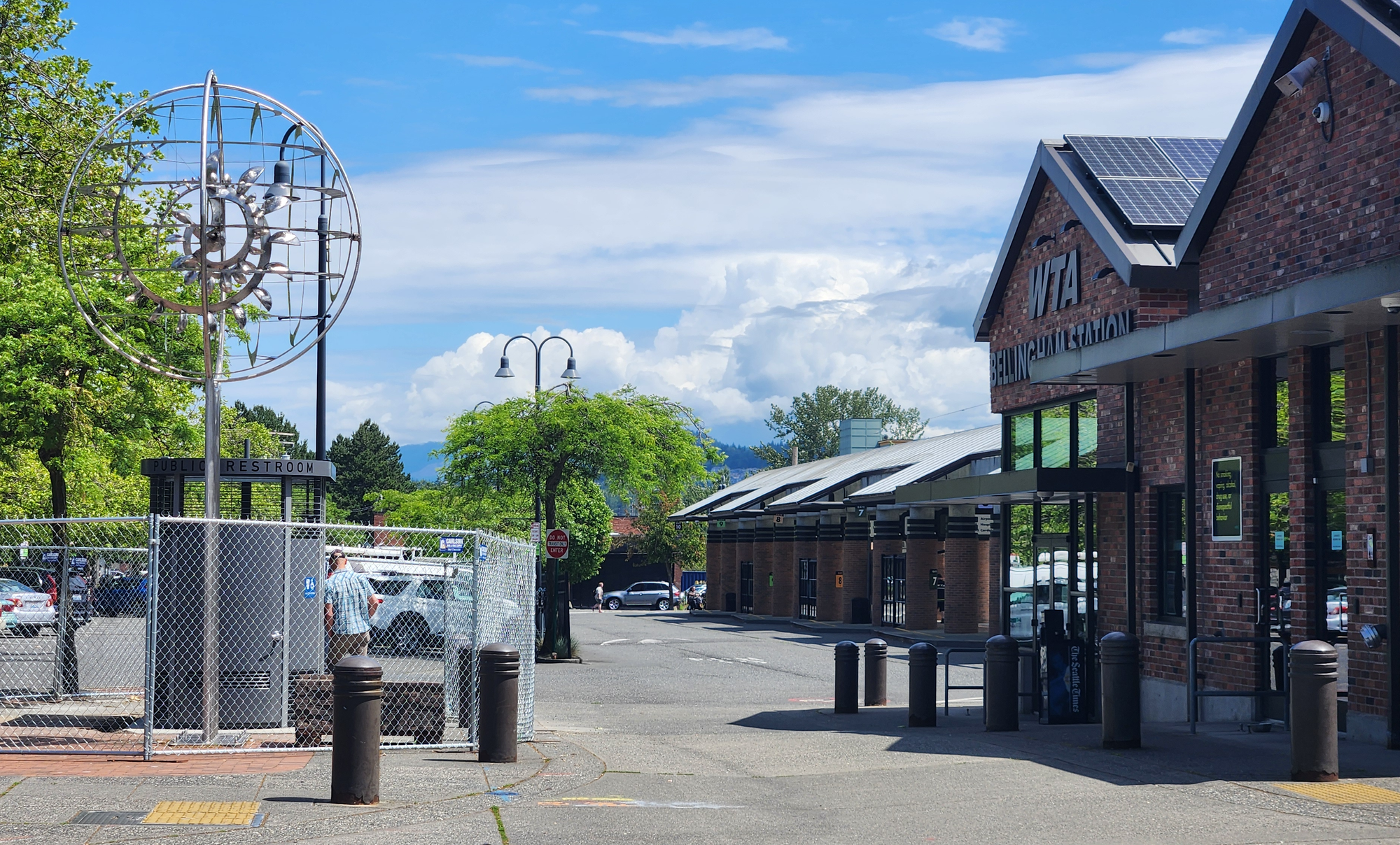 A new Portland Loo public restroom is under construction outside Bellingham Station.