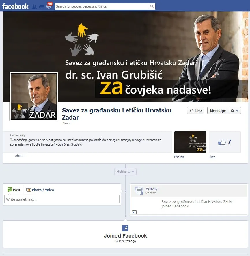Grad Zadar Don Grubišićevom Savezu odbio ustupiti prostor; Otvoren Facebook i Twitter profil Saveza za građansku i etičku Hrvatsku