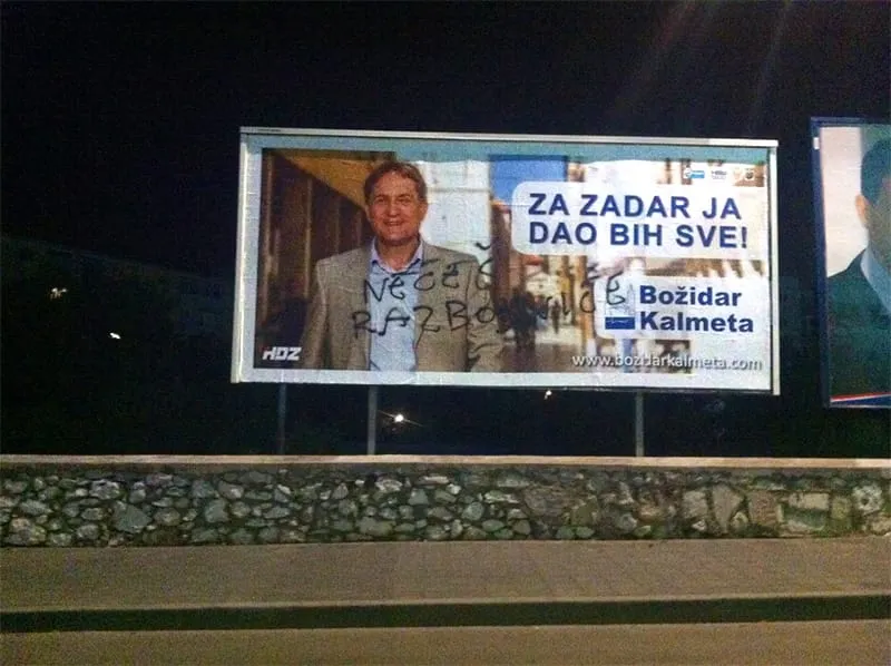 IŠARANI PLAKATI Zadrani poručili Kalmeti: “Nećeš razbojniče”