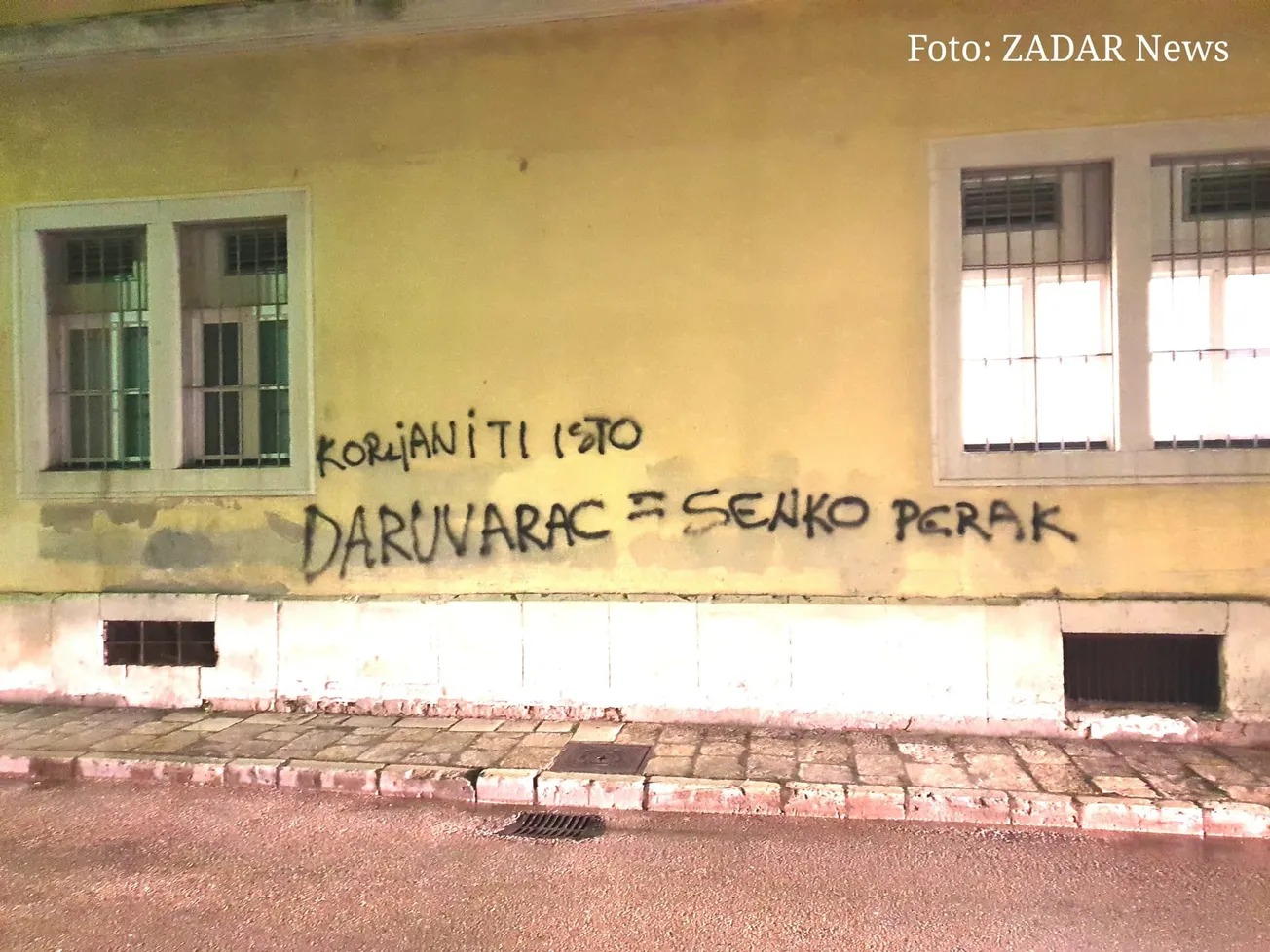 Na Pomorskoj školi osvanuo grafit “Daruvarac=Senko Perak, Korljan i ti isto”