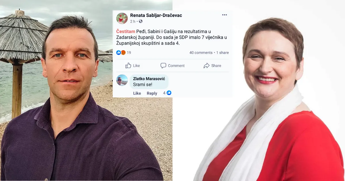 Renata Sabljar Dračevac objavila sramotan status, Zlatko Marasović je uništio komentarom: “Srami se”