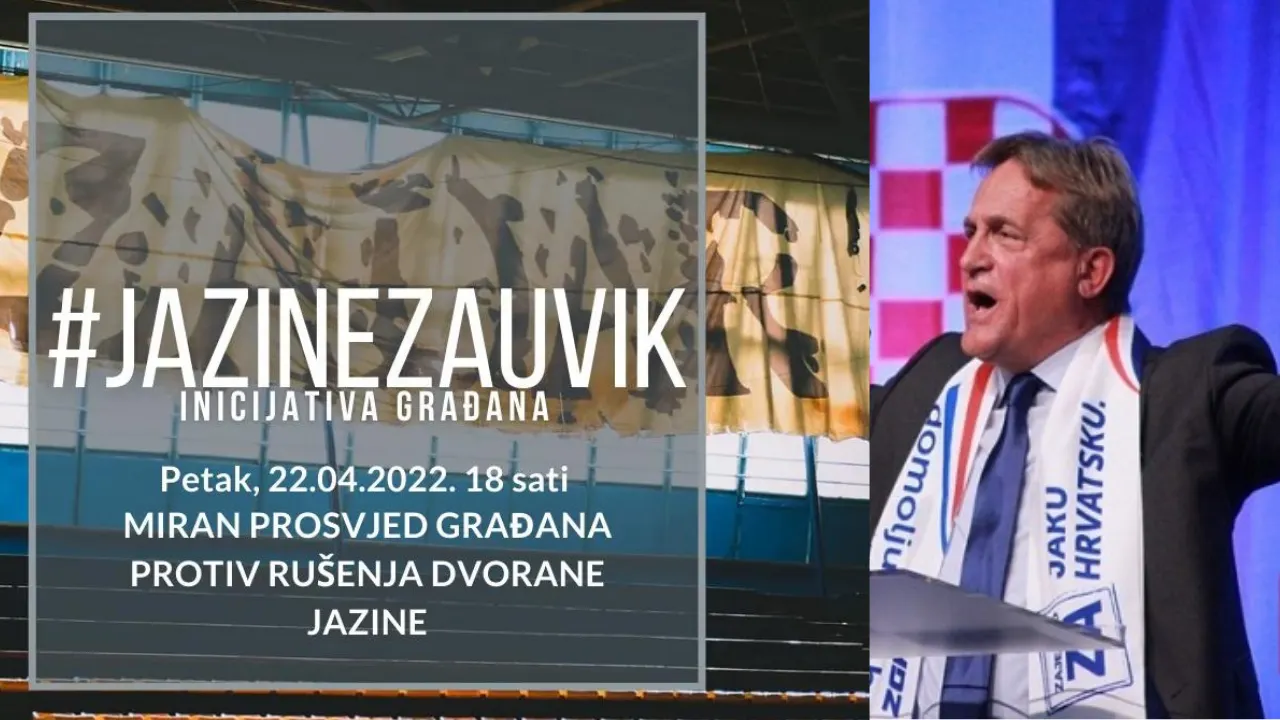 GRAĐANSKA INICIJATIVA ‘JAZINE ZAUVIK’: Dosta je samovolje Božidara Kalmete, dođite u petak u 18 sati na prosvjed protiv rušenja Jazina