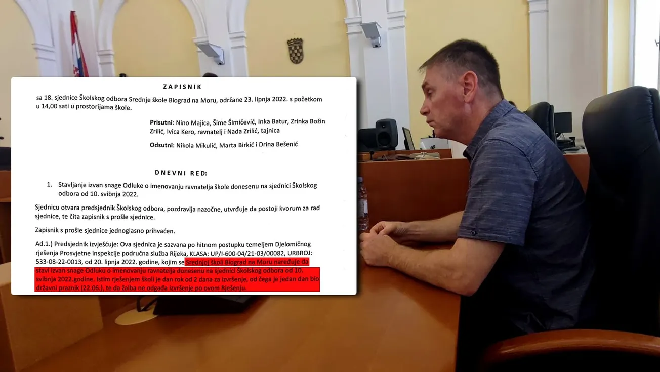 Ivica Kero više nije ravnatelj biogradske škole, srušila ga Prosvjetna inspekcija. Predsjednik školskog odbora Nino Majica prkosi Inspekciji: Nema potrebe za novim natječajem
