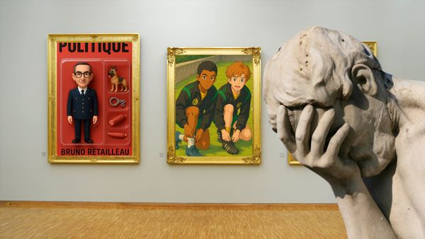 Images de "memes" à base d'IA exposé comme dans un musée... et un facepalm devant