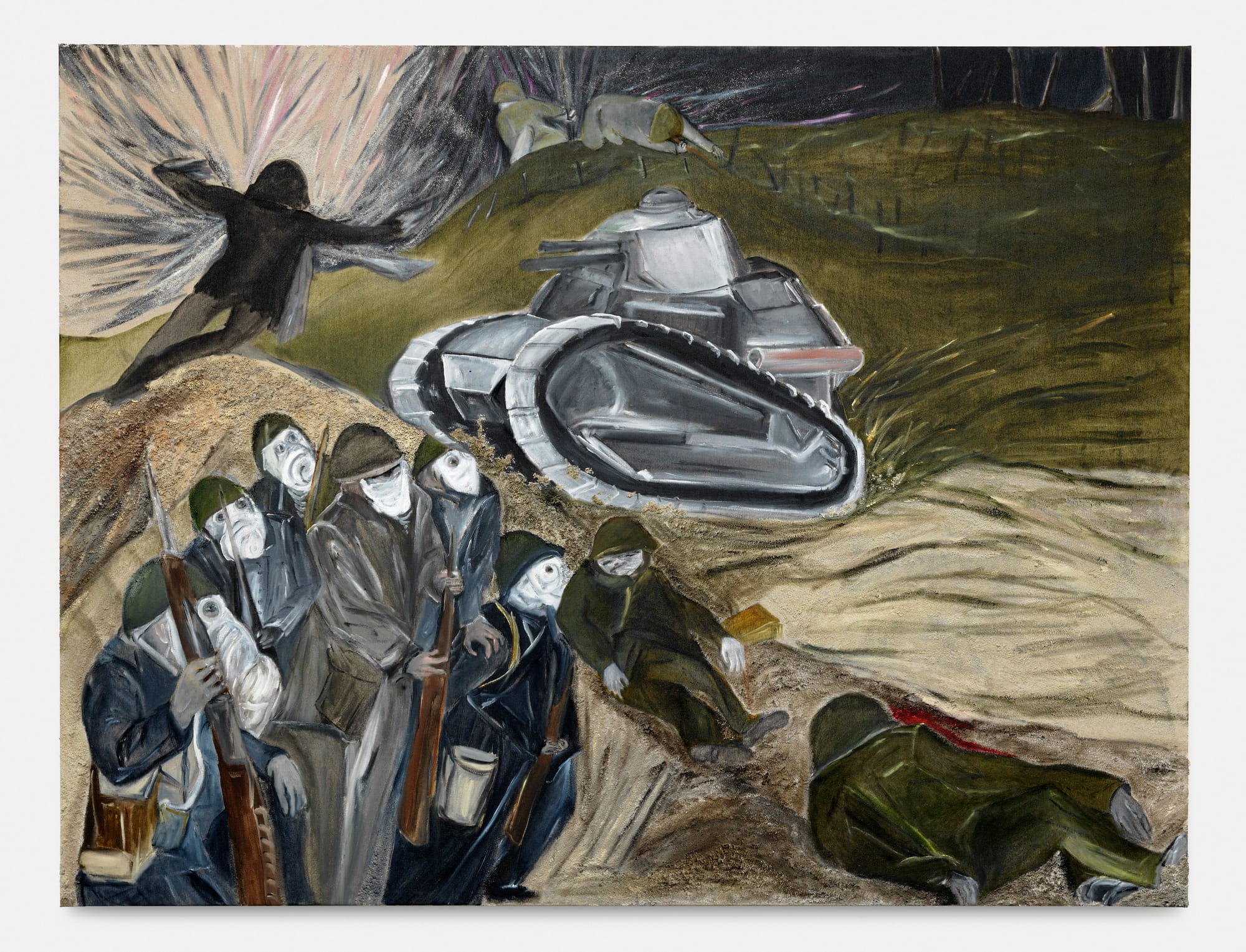 Jacqueline de Jong, 22 april 1915, gaz, 2014, oil on canvas and nepheline gel, 130 × 170 cm, Jacqueline de Jong Foundation