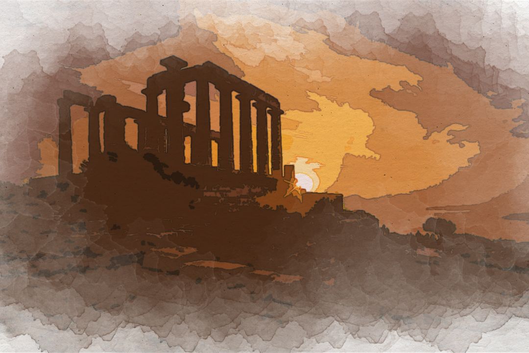 white concrete temple frame near body of water