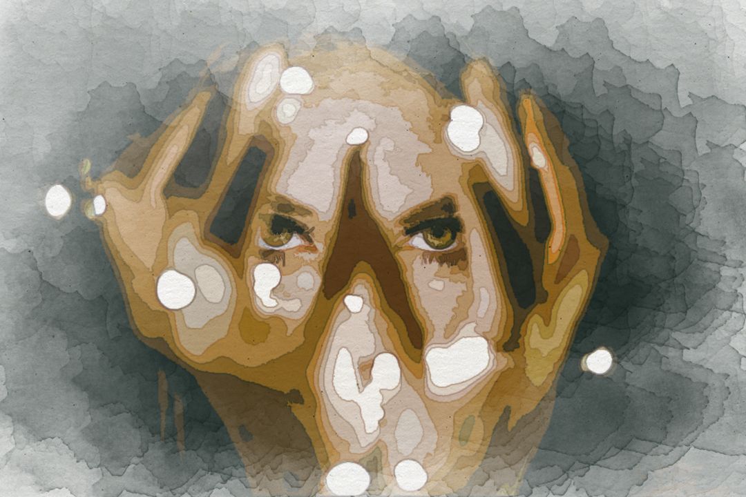 woman holding string lights