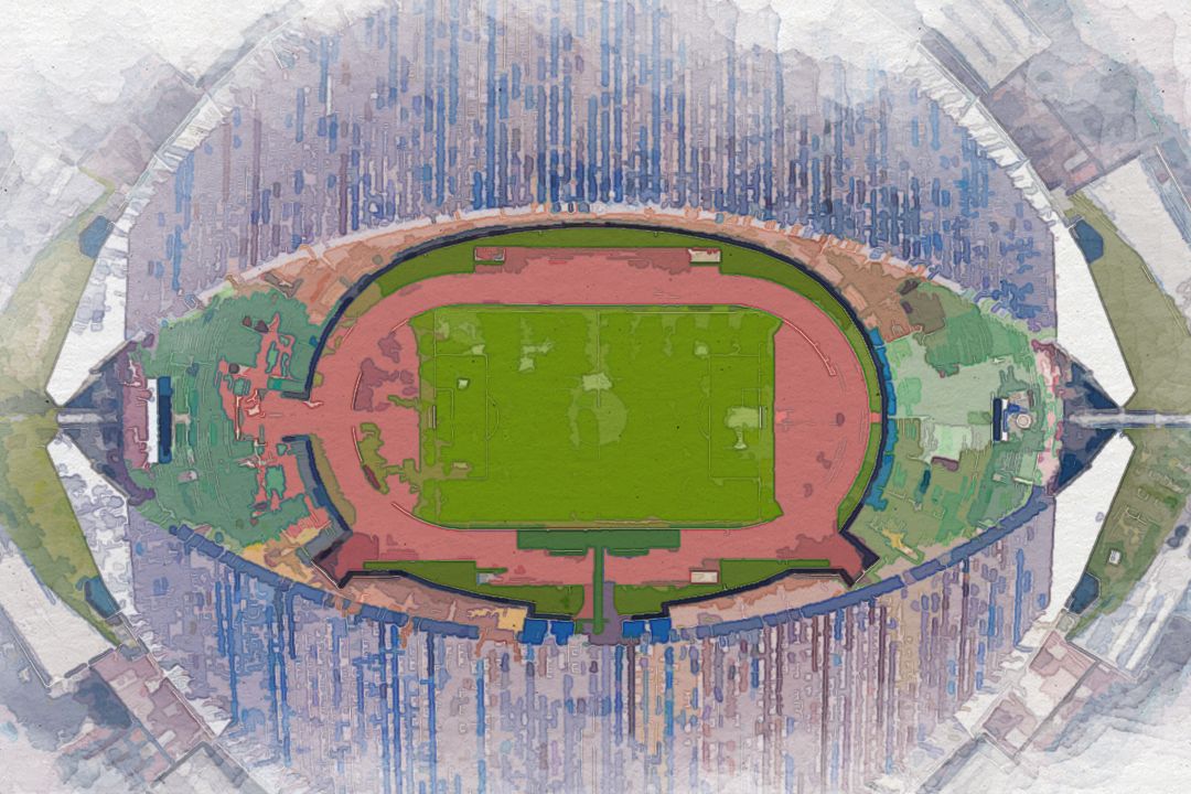 birds eye view of soccer stadium