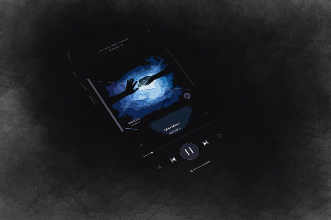 turned-on smartphone with music display