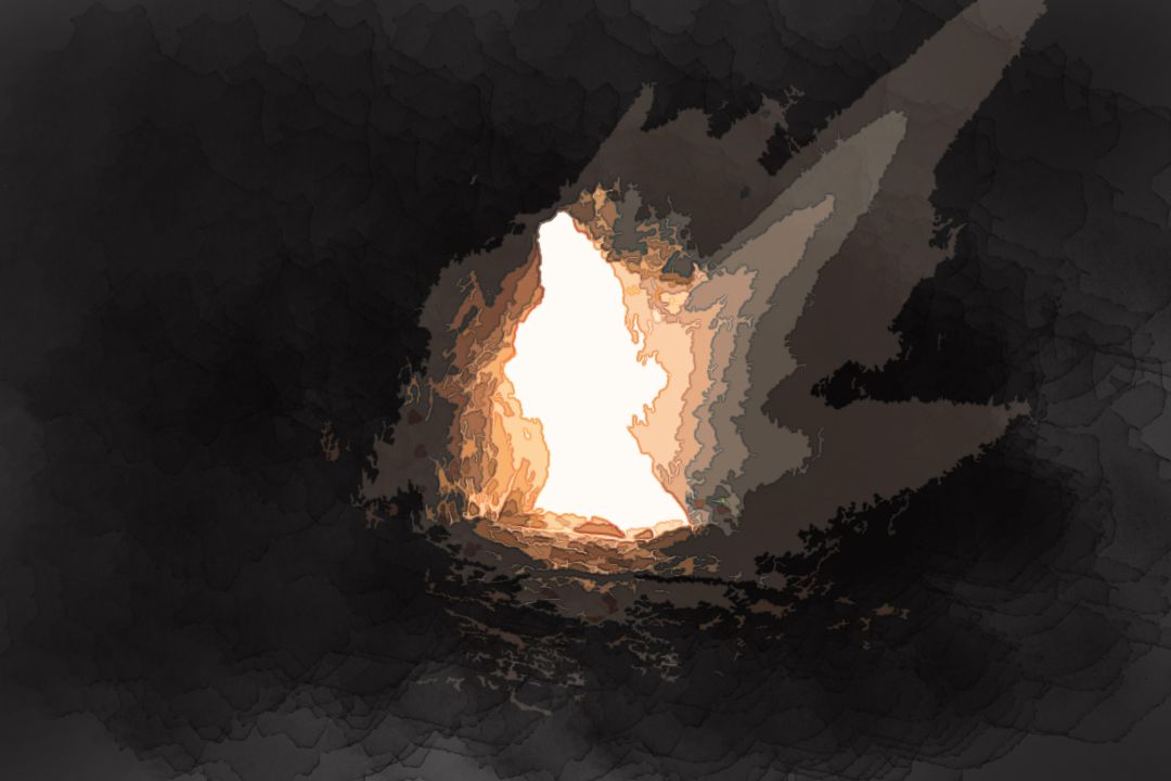 sun rays inside cave