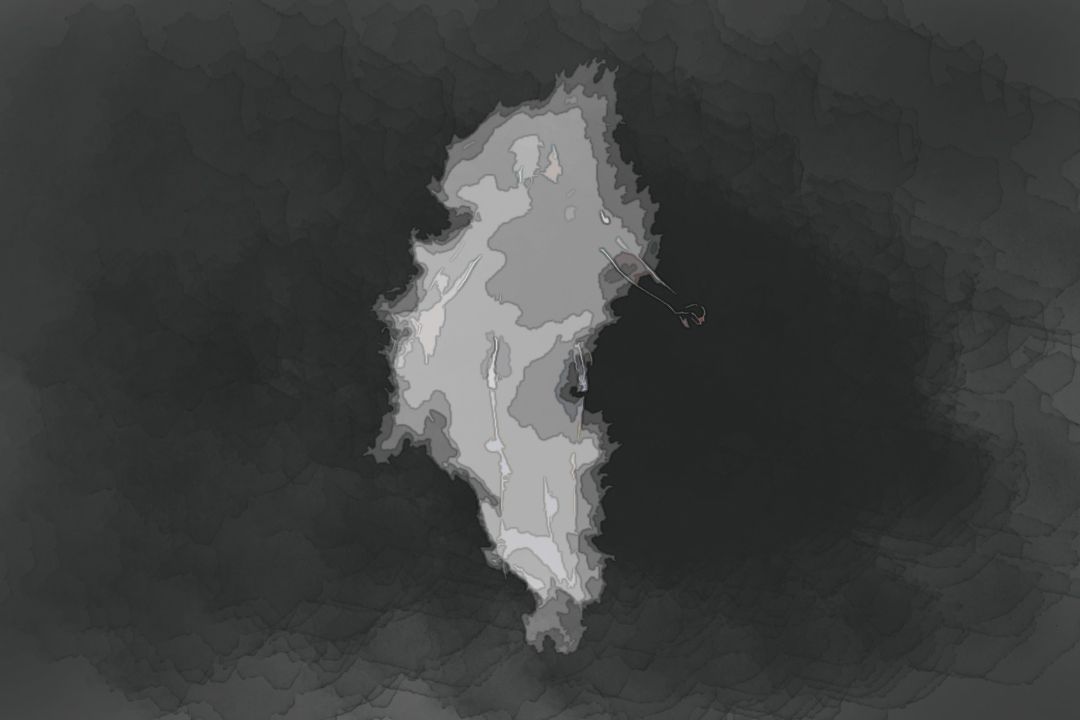 person standing near smoke with black background