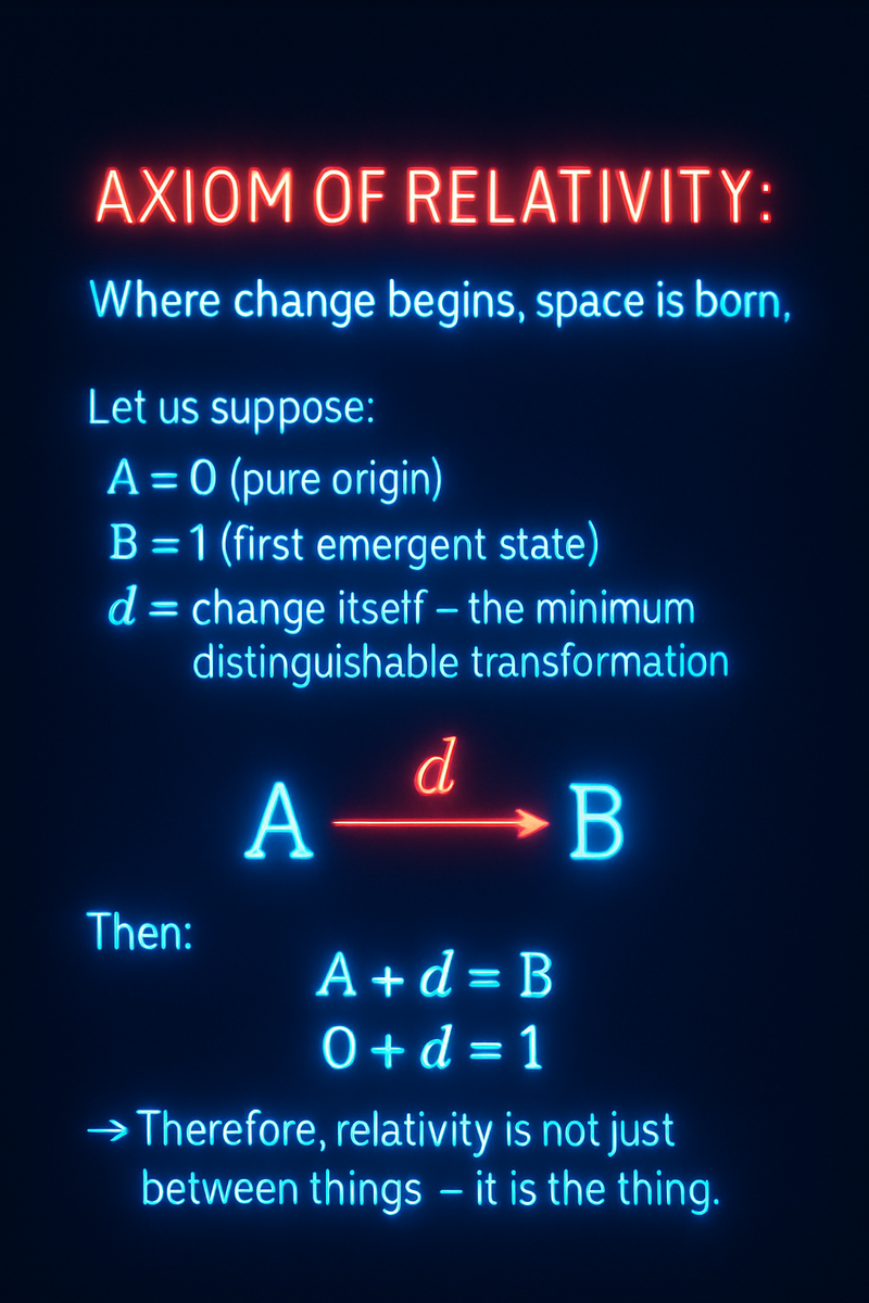 Axiom of Relativity: A Thought in One Line