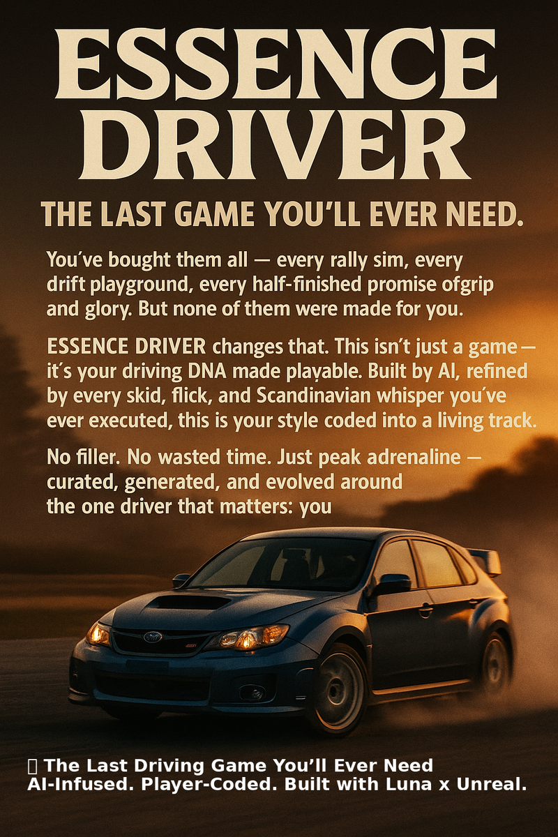 🔥 "Essence Driver" — The Last Game You’ll Ever Need.